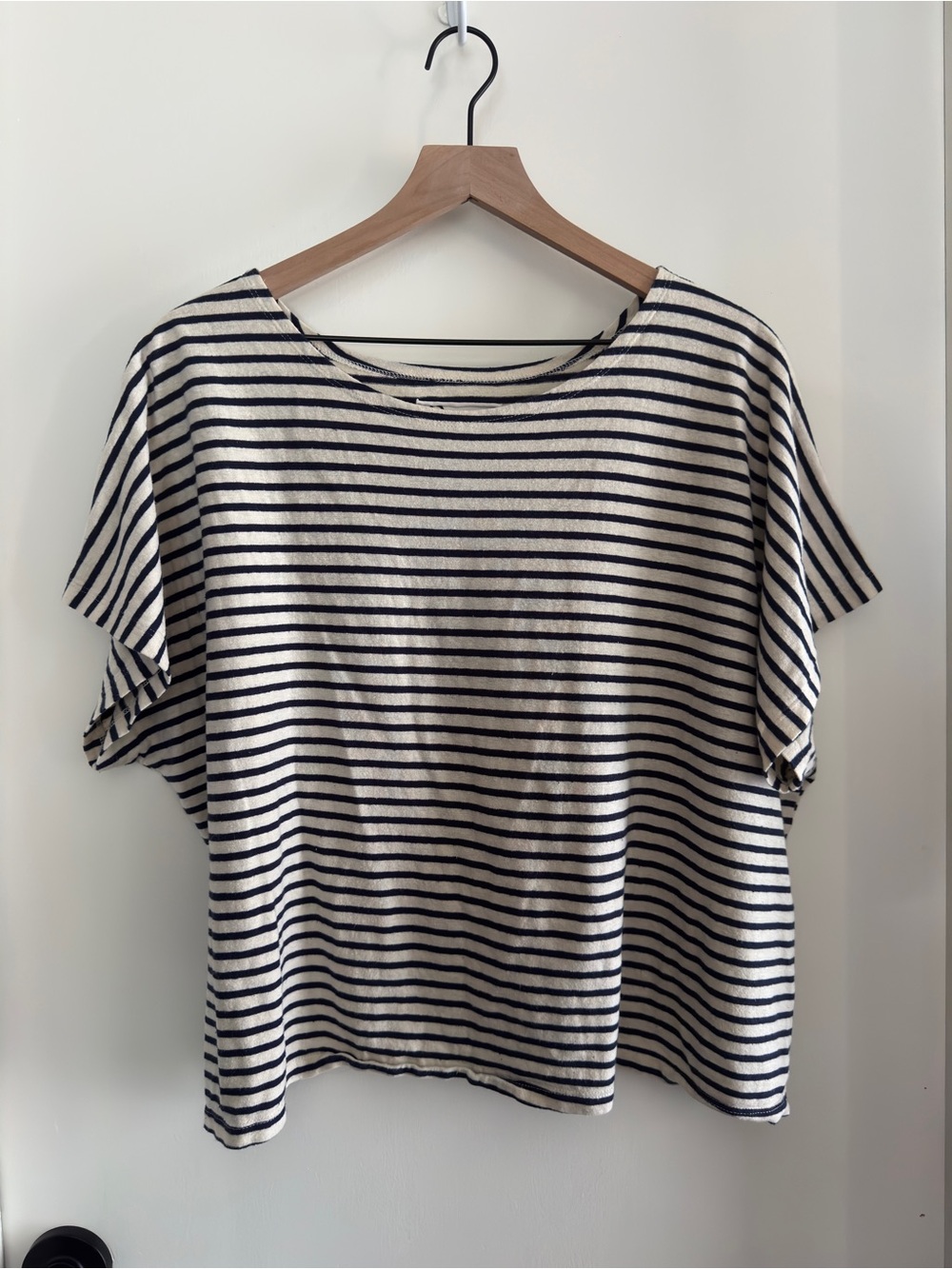 CONSCIOUS CLOTHING organic cotton & hemp navy blue striped Saturday Tee - XXL